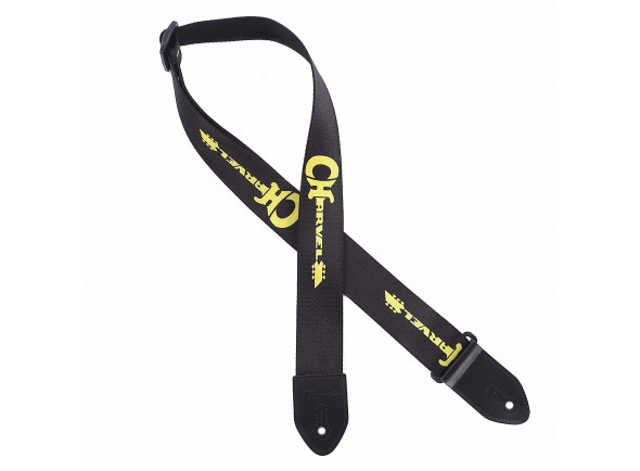 Charvel Logo Poly Leather Ends, BLACK/YELLOW Charvel Logo Poly Leather Ends, BLACK/YELLOW